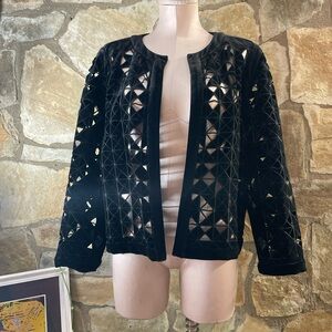 Tahari Arthur S. Levine Black Velvet Cropped Cardigan